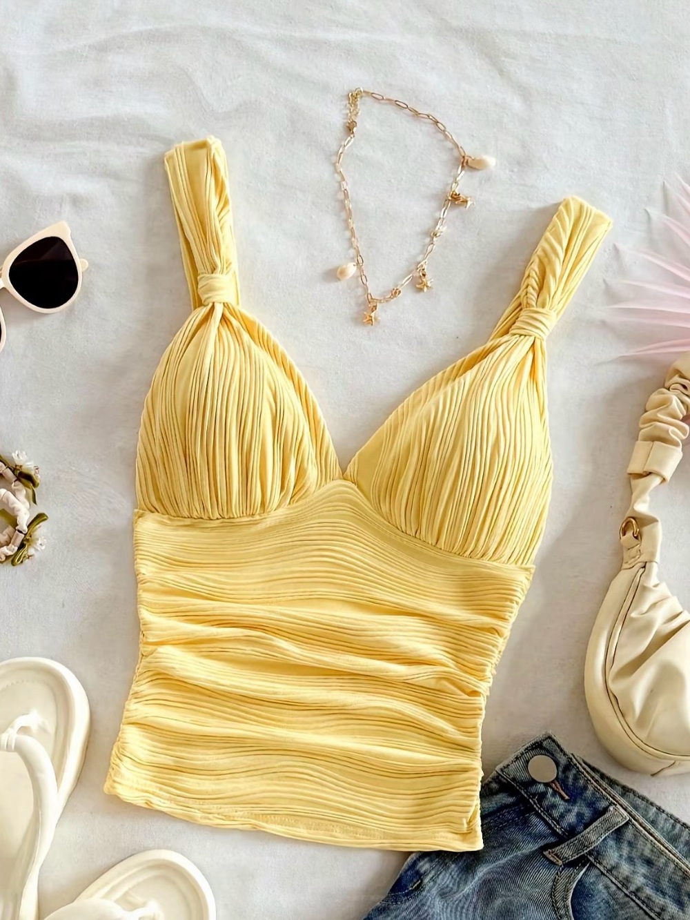 Yellow V-Neck Womenβs Tank Top